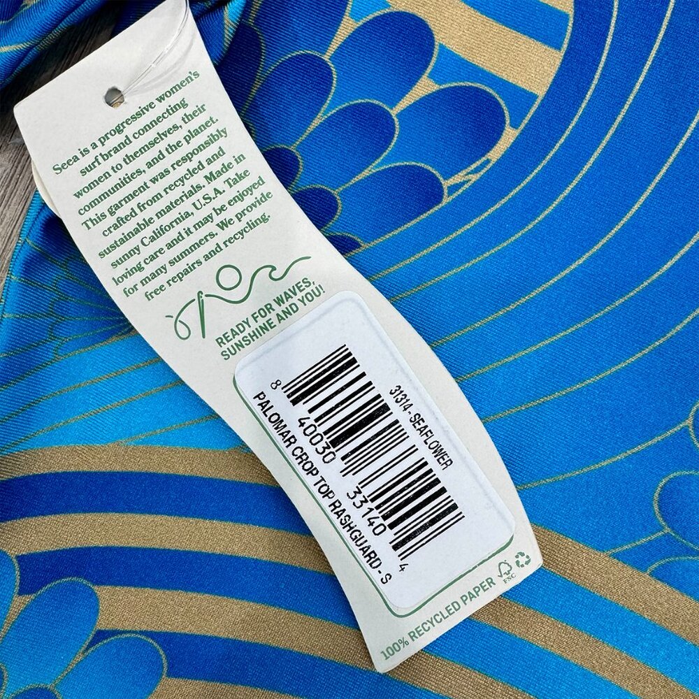 New with Tag! Seea Palomar Crop Top Rashguard Seaflower Blue - Small - Picture 5 of 5